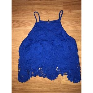 Floral Blue Crop Top